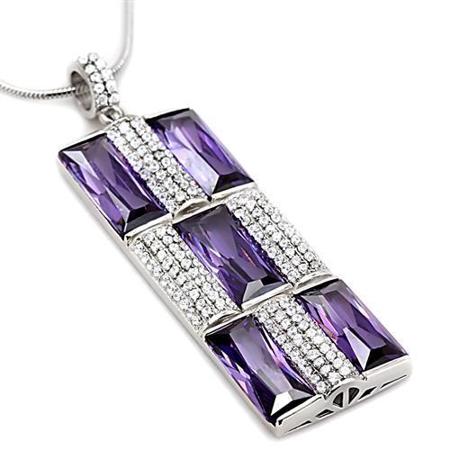 TS026 Rhodium 925 Sterling Silver Chain Pendant