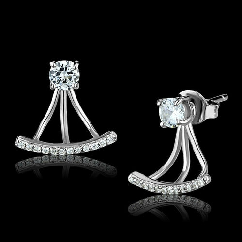 TS512 - Rhodium 925 Sterling Silver Earrings with AAA Grade CZ in