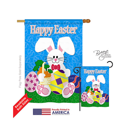Breeze Decor 03029 Easter Happy Bunny 2-Sided Vertical Impression Hous | Rose Chloe