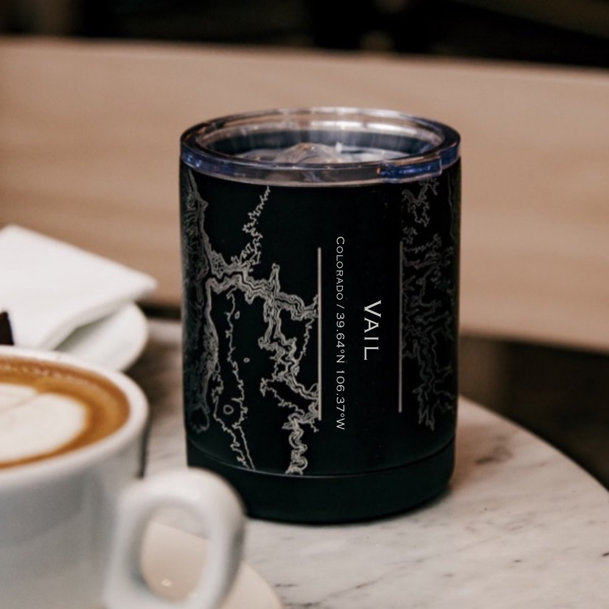 Vail - Colorado Map Insulated Cup in Matte Black | Cyan Castor