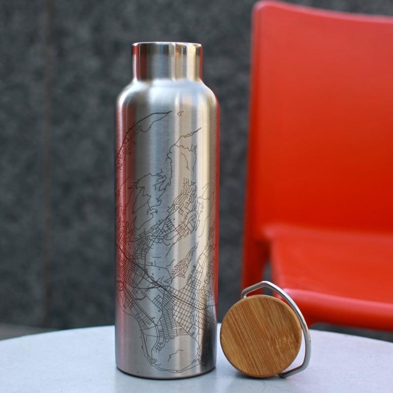 Vancouver - Washington Map Bottle with Bamboo Top