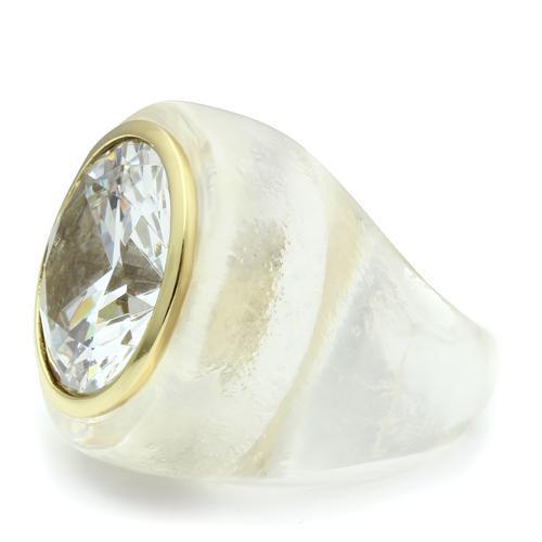 VL018 - Gold Brass Ring with AAA Grade CZ in Clear