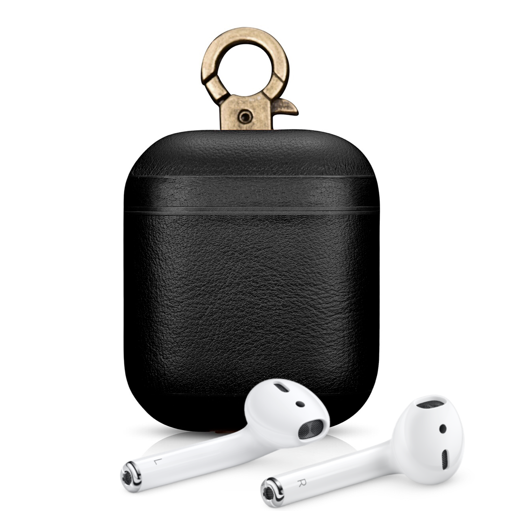 Leather AirPods 1 & 2 Case with Color Embossing, Black Edition