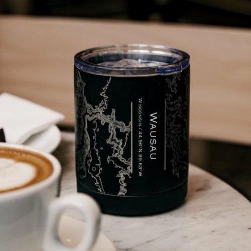 Wausau - Wisconsin Engraved Map Insulated Cup in Matte Black - Zomdo Marketplace | Zomdo.com