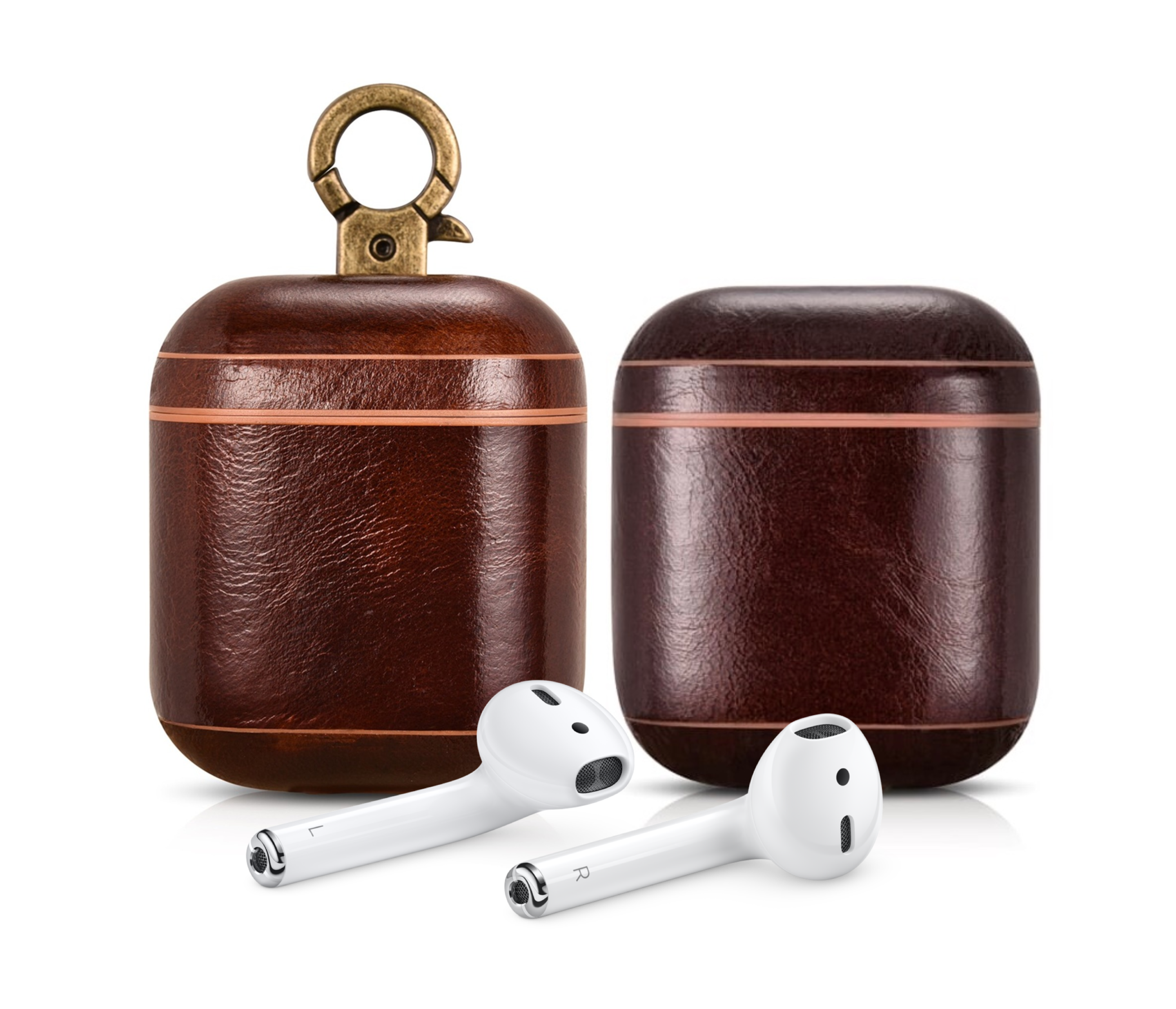 Luxury Dark Brown Premium Leather AirPods 1 & 2 Case Hook Series