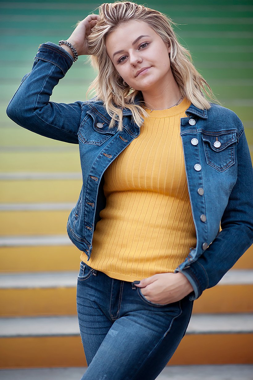 Slim Fit denim jacket in Dark Wash Blue