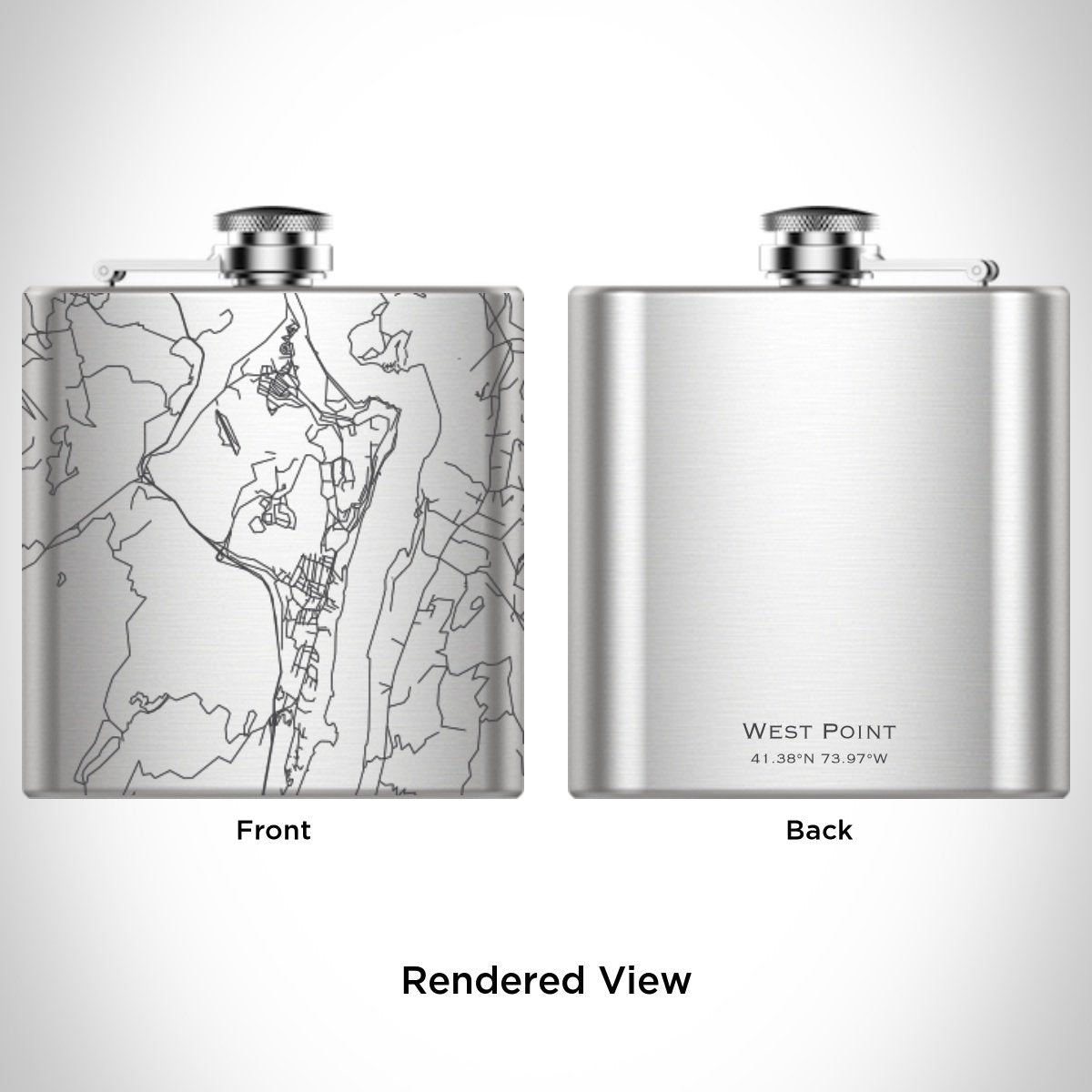 West Point - New York Engraved Map Hip Flask