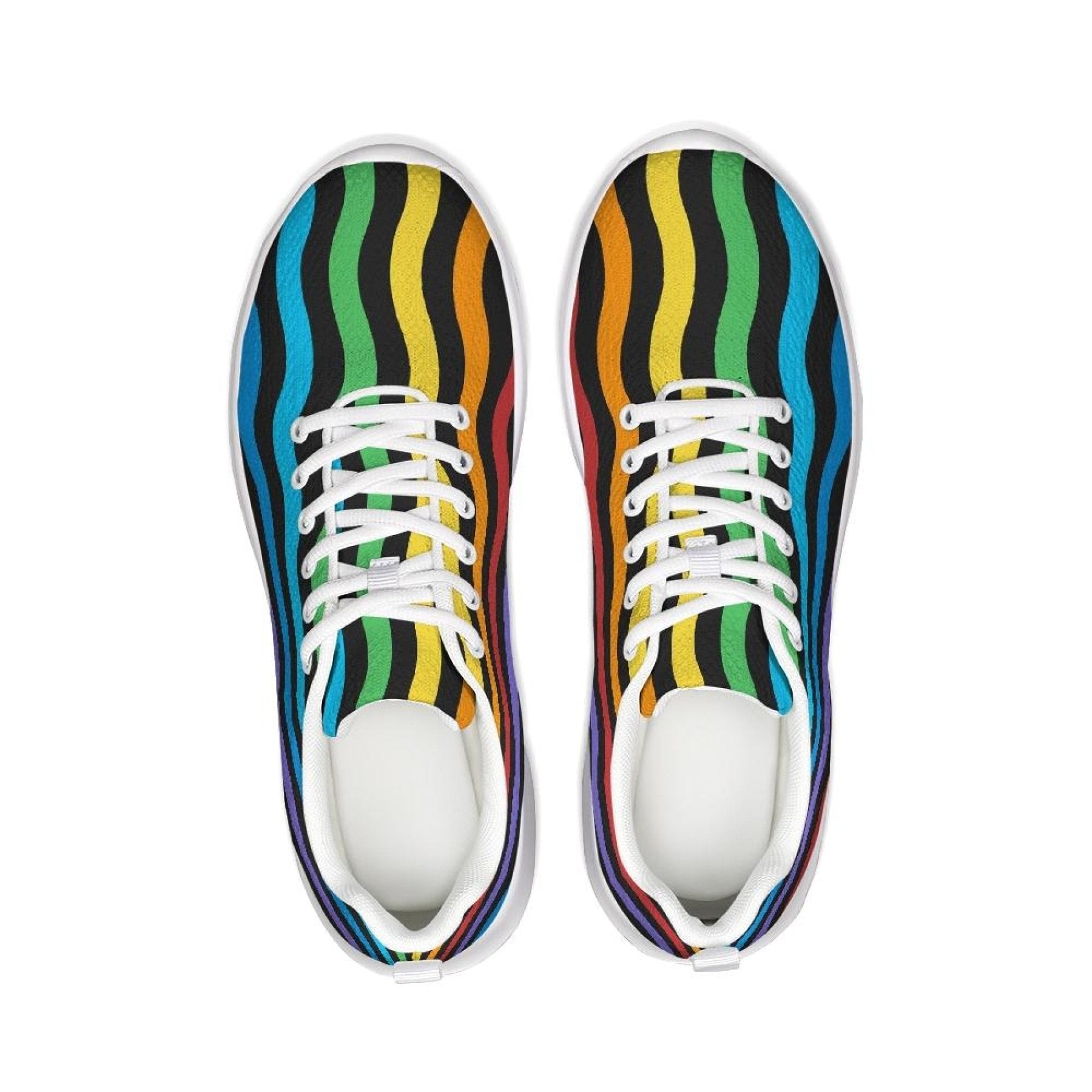 Uniquely You Womens Sneakers - Rainbow Stripe Canvas Sports Shoes /