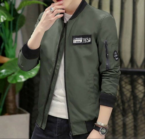 Mens Casual Zipped Up Bomber Jacket