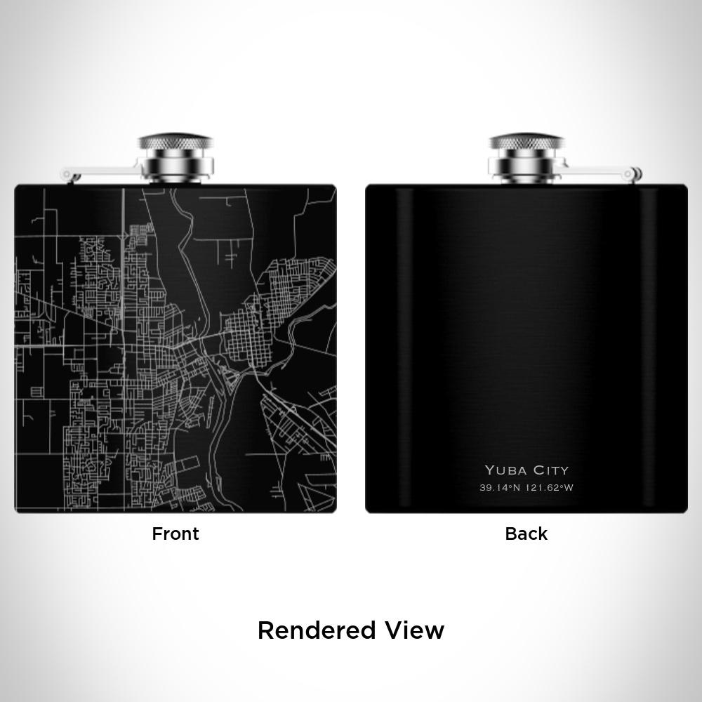 Yuba City - California Map Hip Flask in Matte Black